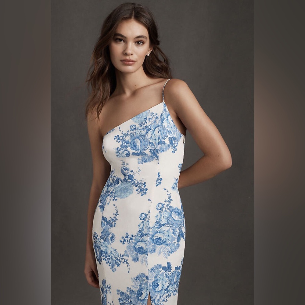 BHLDN ANTHROPOLOGIE Anamaria Georgette Dress Blue Floral New With Tags - Picture 2 of 13
